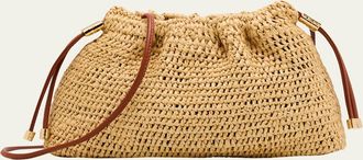 Ulla Johnson Lali Ruched Raffia Clutch Bag