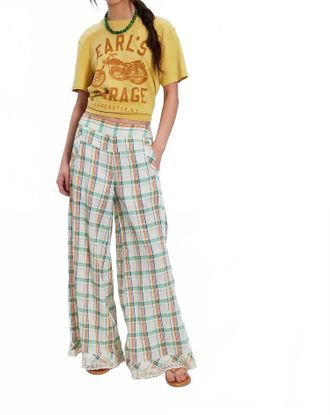 Free People Hour Glass Wide Leg Pants In Ivory Combo
