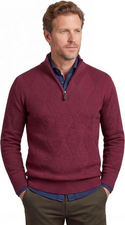Baileys trui rood textuur half zip gebreid