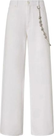 Pinko Pinko, Broeken, Dames, Wit, W27, Wijde broek