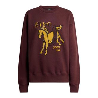 Etro Felpa in cotone con stampa Pegaso e logo - - Sweatshirts & Hoodies - Donna - Rosso - L