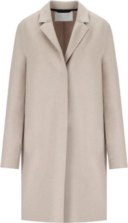 Harris Wharf London Jassen, Dames, Beige, L, Wol, Roomwitte wollen jas met reverskraag