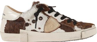 Philippe Model PRSX Low Cow-Print Calf-Hair Low-Top Sneakers