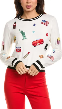 Alice & Olivia Alice + Olivia Carolann Americana Staceface Shrunk Sweater
