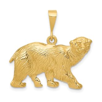 Diamond2Deal 14k Yellow Gold Polar Bear Charm Pendant