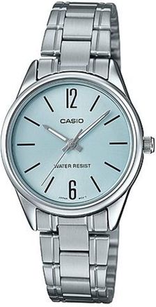 Casio Womens Silver Stainless Steel Watch with Light Blue Dial - LTP-V005D-2BUDF
