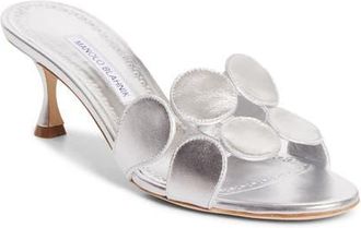 Manolo Blahnik Haribalmu Kitten Heel Sandal in Silver at Nordstrom, Size 38.5