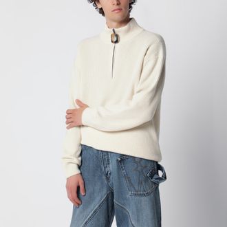 J.W.Anderson Ivory half-zip sweater in wool blend