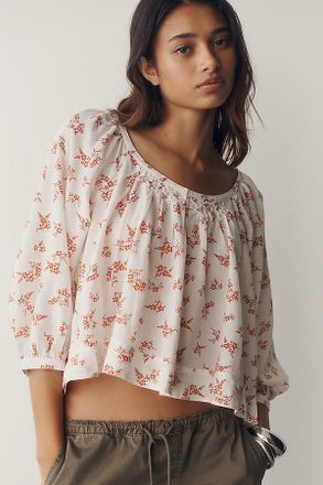 Pilcro Smocked Babydoll Top