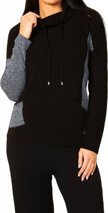 French Kyss Drawstring Cowl Neck Sweater In Black/denim