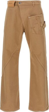 J.W.Anderson Wide Trousers, male, Beige, W30, Twisted Workwear Trousers