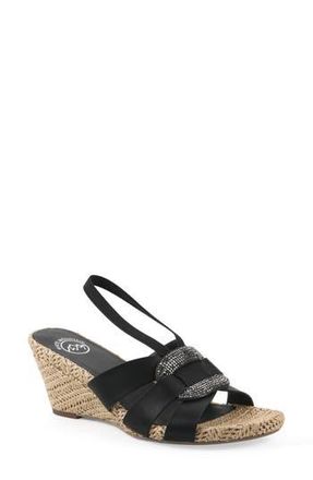 White Mountain Atavi Wedge Espadrille Sandal in Black/Smooth at Nordstrom Rack, Size 8.5