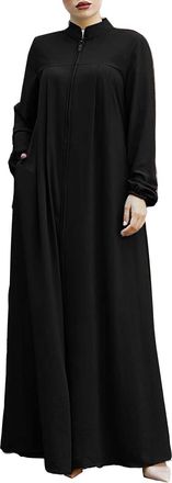 Generic HOOUDO Abaya Dresses for Women Muslim Muslim Dresses for Women UK Loose Fit Dubai Kaftan Turkey Full Cover Muslim Robes Islamic Wear Arabian Elegant M
