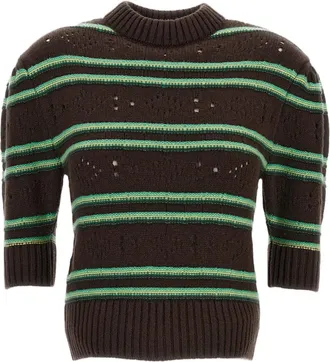 Marni Brown/Green Cashmere Crafted Striped Sweater