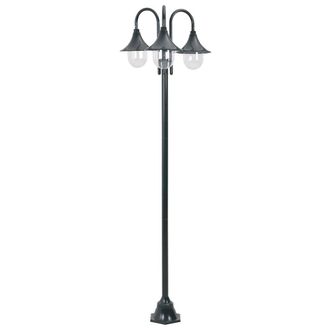 Berkfield Home Garden Post Light E27 220 cm Aluminium 3-Lantern Dark Green