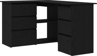 vidaXL Vidaxl - Corner Desk Black oak 145 x 100 x 76 cm Engineered wood
