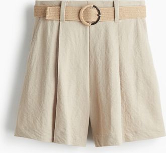 H&M Pikee-Shorts mit Gürtel - Beige
