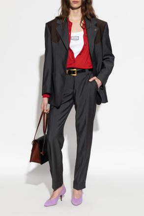 Versace Wool Blazer With Single Vent, Womens, Grey