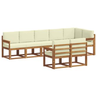 vidaXL Conjunto De Sof&aacute;s De Exterior Con Coj&iacute;n 8 Pcs Natural Y Crema Vidaxl