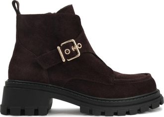 Kazar su&egrave;de enkellaarsjes in een donker chocolade tint op een dikke zool - Dames - Enkellaarsjes - Bruin - 36 EU - Su&egrave;de - Schoenen