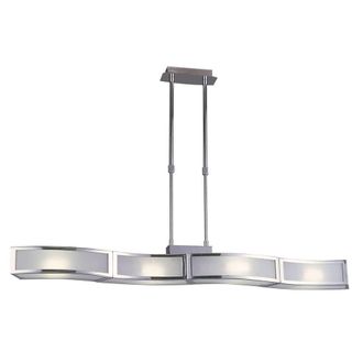 Netlighting Duna GU10 Linear Pendant 4 Light L1 SGU10 Bar Chrome White Acrylic in Grey
