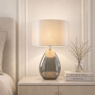 Pagazzi Waltham Smoked Glass Table Lamp in Grey
