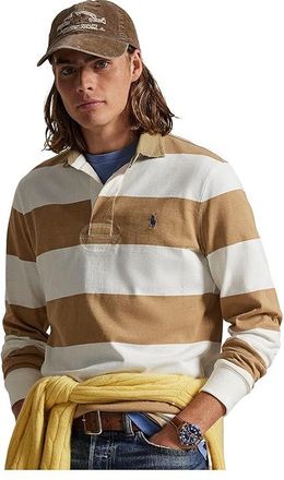 Polo Ralph Lauren Classic Fit Khaki-collar Rugby Shirt Mens Clothing Cafe Tan/Trophy Cream : 2XL, Cotton