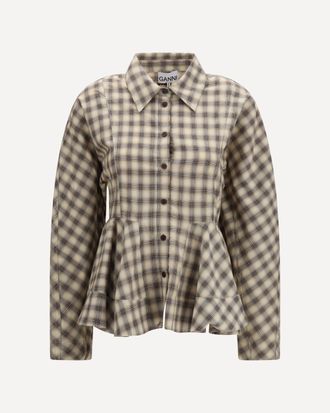 Ganni Check flannel Peplum Shirt Female 36