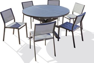 DCB Garden Pelosa - Conjunto De Comedor 6 Pl Aluminio Con Extensi&oacute;n Mariposa - Dcb Garden