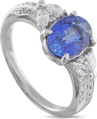 Luxury Bazaar Platinum 0.31ct Diamond and Sapphire Ring MF13-123025