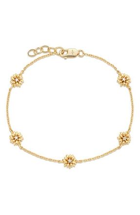 Made by Mary Cubic Zirconia Birthstone Flower Station Bracelet in Gold April at Nordstrom, Size 6