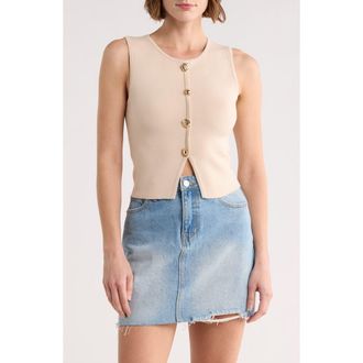 Blu Pepper Button Detail Knit Tank Top in Khaki at Nordstrom Rack, Size Medium