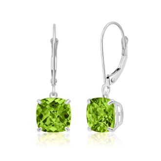 MAX + STONE 14k Solid White Gold Gemstone Dangle Leverback Earrings (8mm)