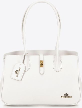 Wittchen Dames leren shopper met kwastje, gebroken wit, echt leer