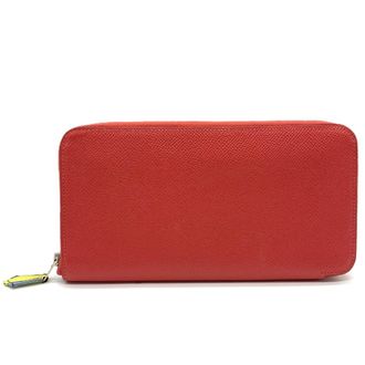 Herm&egrave;s Silkin Red Color Epsom Leather Long Wallet (Bi-Fold) (Pre-Owned)