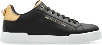 Dolce & Gabbana Schoenen, Dames, Zwart, 37 1/2 EU, Leer, Portofino sneakers