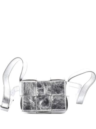 Bottega Veneta Borsa a tracolla Candy Cassette in pelle con motivo Maxi Intrecciato - Argento