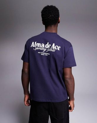 Alma de Ace Alma de Ace t-shirt with logo back print in navy