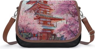 Generic Japanese Temples1 Cherry Flower Fashion Womens Crossbody Bags Novelty Handbag Shoulder Bag Purse