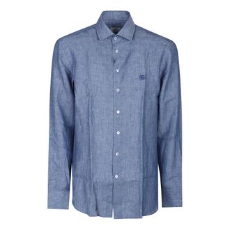 Etro Etro, Casual Shirts, male, Blue, Size: 3XL Long Sleeve Logo Shirt