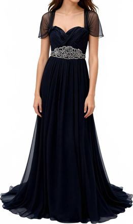 Marchesa Sweetheart Neckline Evening Dress In Navy
