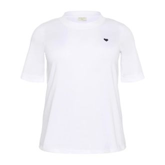 Kaffe Curve Hart Geborduurde Tee Top Optisch Wit - Dames - Tops - Wit - Maat: M Katoen