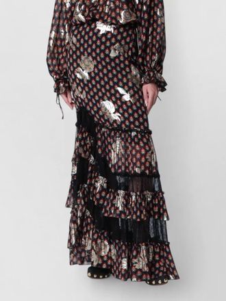 Etro floral pattern dress long sleeves ruffles