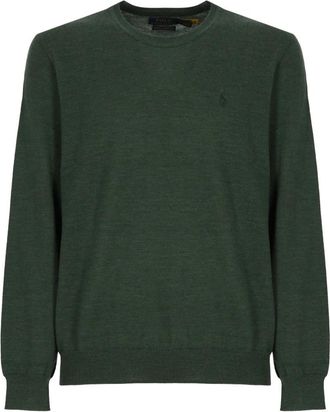 Ralph Lauren Merino Wol Trui - Heren - Ronde hals truien - Groen - L - Wol - Truien & Vesten