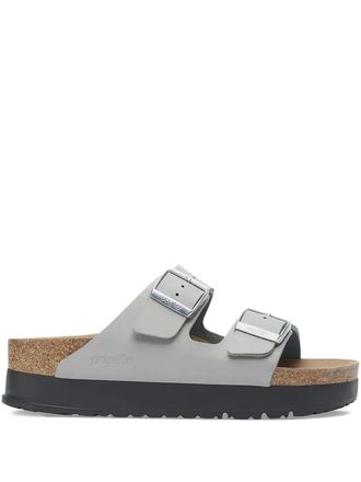 Birkenstock Arizona Flex double-buckle platform slides - women - Cork/Microfibre/Leather - 41 Narrow - Grey