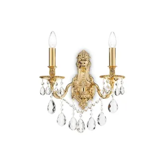 Netlighting Gioconda 2 Light Indoor Candle Wall Light Gold with Crystals E14