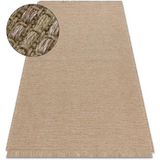RugsX Carpet JUTE 3652 dark beige one colour - jute, flat-woven, fringes beige 80x150 cm