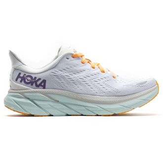 Hoka One One Hoka Clifton 8 Textile Womens Lace Up Trainers - Blanc De Blanc White - Size:UK 6