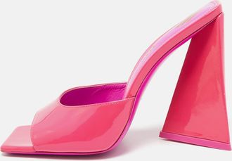 The Attico Fuchsia Pink Patent Leather Devon Slide Sandals