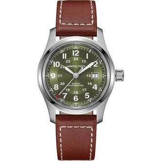 Hamilton Khaki Field Auto 42MM Green Dial Leather Strap Mens Watch H70605560
